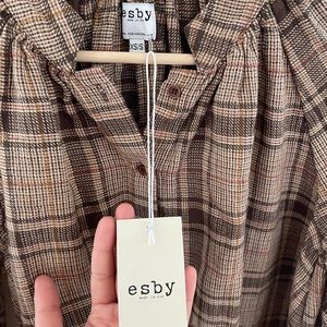 esby Liza top in brown/vintage plaid size xs/s